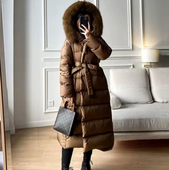 Real Fur Jacket 2025 Winter Women White Duck Down Jackets Ultra Light Warm